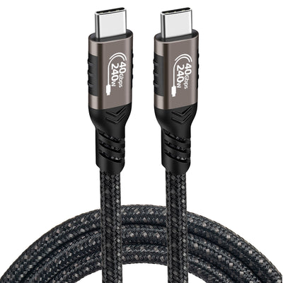 Qgeem QG01 Type-C to Type-C USB4 PD Data Kablosu 240W 40Gbps 8K@60Hz 0.5 Metre Siyah