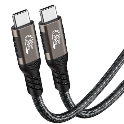 Qgeem QG01 Type-C to Type-C USB4 PD Data Kablosu 240W 40Gbps 8K@60Hz 1.5 Metre Siyah