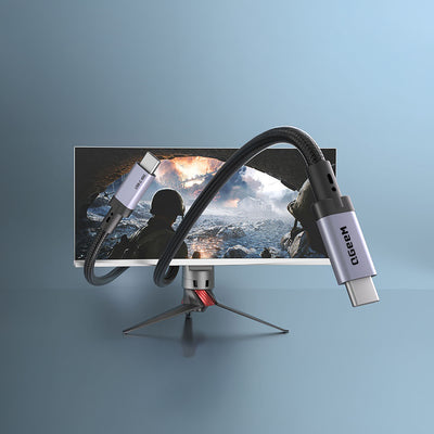 Qgeem QG03 Type-C to Type-C PD 40G 8K@60Hz Data Kablosu 240W 1M Gri