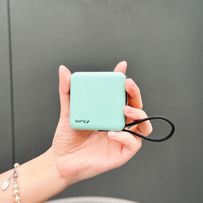 Raptic Lightning ve Type-C Kablolu Dijital LED Göstergeli Askılı Powerbank 5000mAh Kompakt ve Taşınabilir Tasarım