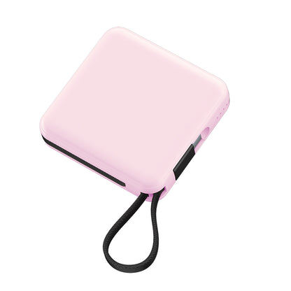 Raptic Lightning ve Type-C Kablolu Dijital LED Göstergeli Askılı Powerbank 5000mAh Kompakt ve Taşınabilir Tasarım