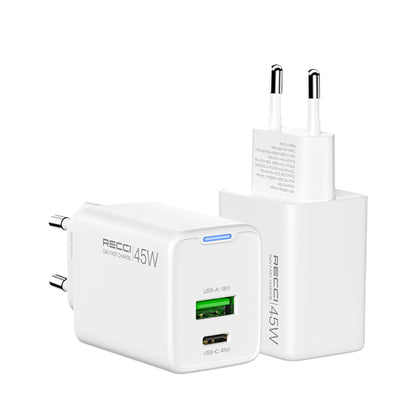 Recci RC108E GaN Teknolojili Hızlı Şarj Başlığı Type-C to Type-C PD 45W Kablolu Şarj Seti