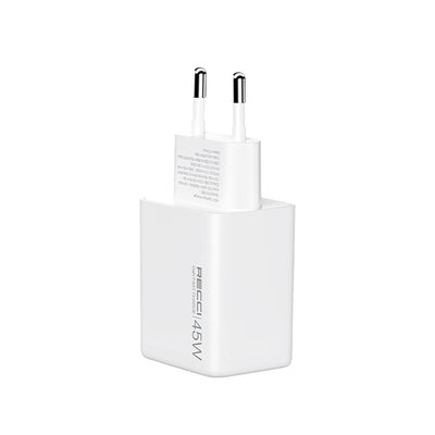 Recci RC108E GaN Teknolojili Hızlı Şarj Başlığı Type-C to Type-C PD 45W Kablolu Şarj Seti Beyaz