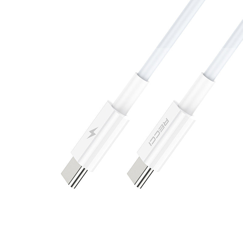 Recci RC77E GaN Teknolojili Hızlı Şarj Başlığı Type-C to Type-C PD 30W Kablolu Şarj Seti Beyaz
