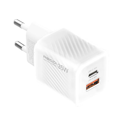 Recci RC83ECC GaN Teknolojili Hızlı Şarj Başlığı USB-A to Type-C PD 35W Kablolu Şarj Seti Beyaz