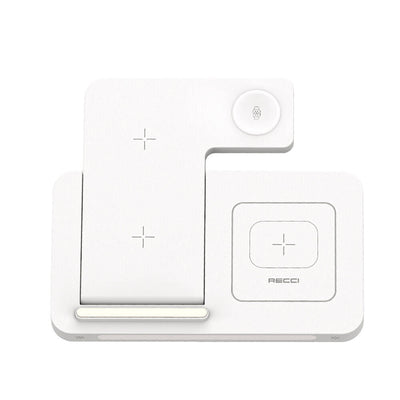 Recci RCW-31 4in1 Magsafe 15W Hızlı Şarj Özellikli LED Işıklı Magnetik Kablosuz Şarj Standı Beyaz