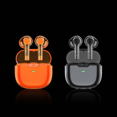 Recci REP-W50 Şeffaf Tasarım Hi-Fi Ses Kaliteli Bluetooth v5.3 Amber Serisi Kulak İçi Kulaklık Turuncu