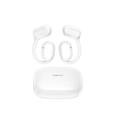 Recci REP-W76 OWS Wireless Hi-Fi Ses Kaliteli Dijital Led Göstergeli Bluetooth v5.3 Elegant Serisi Kulak İçi Kulaklık Beyaz