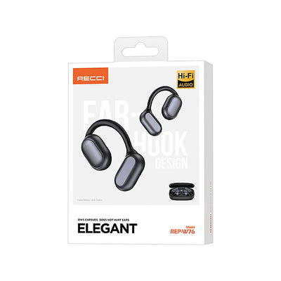 Recci REP-W76 OWS Wireless Hi-Fi Ses Kaliteli Dijital Led Göstergeli Bluetooth v5.3 Elegant Serisi Kulak İçi Kulaklık Beyaz