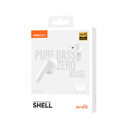 Recci REP-W78 Shell Serisi TWS Kulak İçi Bluetooth v5.3 Kulaklık Beyaz