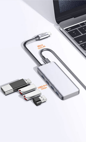 Recci RH06 Type-C to 4 USB3.0 + Micro Bağlantı Özellikli 5in1 USB Çoğaltıcı Hub