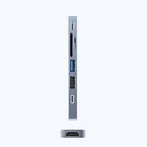 Recci RH08 Type-C to Type-C + SD/TF + USB3.0 + USB2.0 + HDMI + Thunderbolt 3 Bağlantılı 7in2 Hub