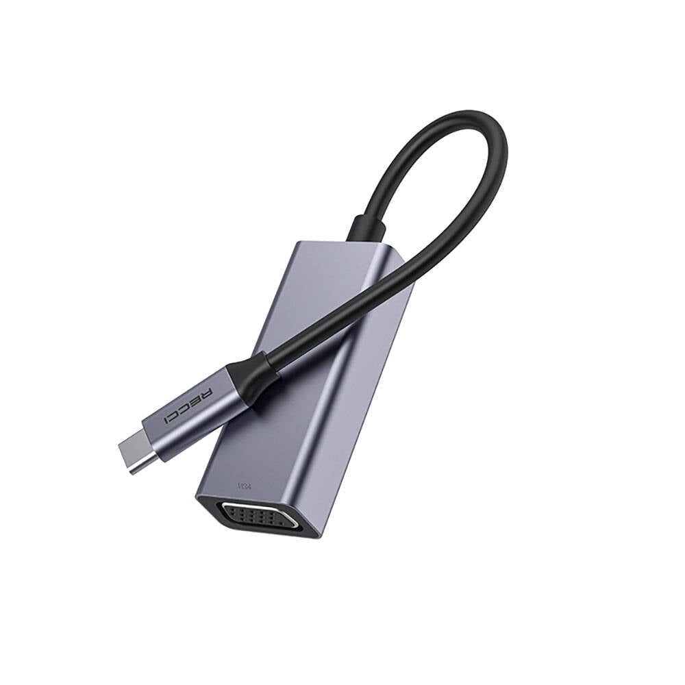 Recci RH12 VGA to Type-C Dönüştürücü Kablo Gri