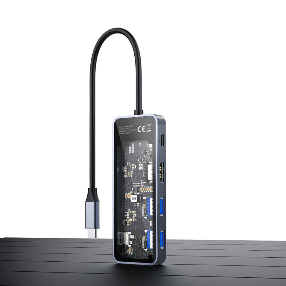 Recci RH16 Type-C to Type-C PD100W + USB3.0 + HDMI + Type-C Bağlantılı 5in1 Hub