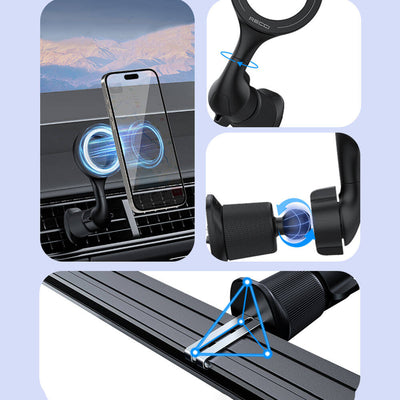 Recci RHO-C42 Magsafe Magnetik 360° Dönebilen Havalandırma Tasarım Araç Telefon Tutucu Siyah