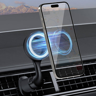 Recci RHO-C42 Magsafe Magnetik 360° Dönebilen Havalandırma Tasarım Araç Telefon Tutucu Siyah