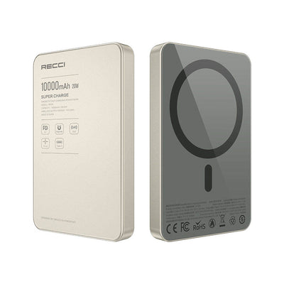 Recci RP26 PD 20W Ultra İnce Hızlı Şarj Özellikli Wireless Powerbank 15W 10000mAh Gold