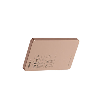 Recci RP33 PD 20W Ultra İnce Led Göstergeli Hızlı Şarj Özellikli Wireless Powerbank 15W 5000mAh Gri