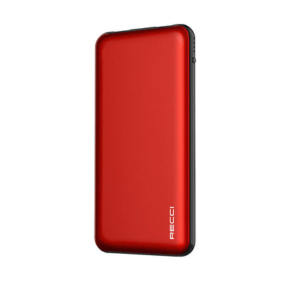 Recci RPB-P05 Greeny Serisi LED Işık Göstergeli Hızlı Şarj Özellikli Taşınabilir Powerbank 22.5W 10000mAh Kırmızı