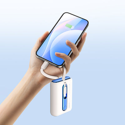Recci RPB-P12C PD 20W Askı İpli Hızlı Şarj Özellikli Type-C Kablolu Powerbank 22.5W 9000mAh Mavi