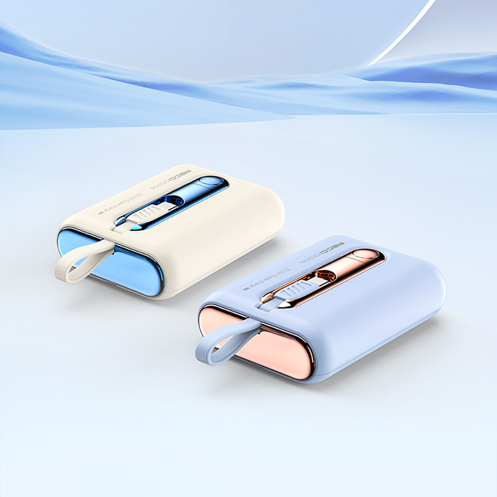 Recci RPB-P12C PD 20W Askı İpli Hızlı Şarj Özellikli Type-C Kablolu Powerbank 22.5W 9000mAh Mavi