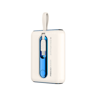Recci RPB-P12C PD 20W Askı İpli Hızlı Şarj Özellikli Type-C Kablolu Powerbank 22.5W 9000mAh Mavi