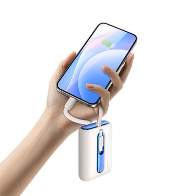 Recci RPB-P12C PD 20W Askı İpli Hızlı Şarj Özellikli Type-C Kablolu Powerbank 22.5W 9000mAh Mavi