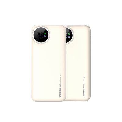 Recci RPB-P48 PD 20W Dijital LED Göstergeli Hızlı Şarj Özellikli Taşınabilir Powerbank 22.5W 10000mAh Krem