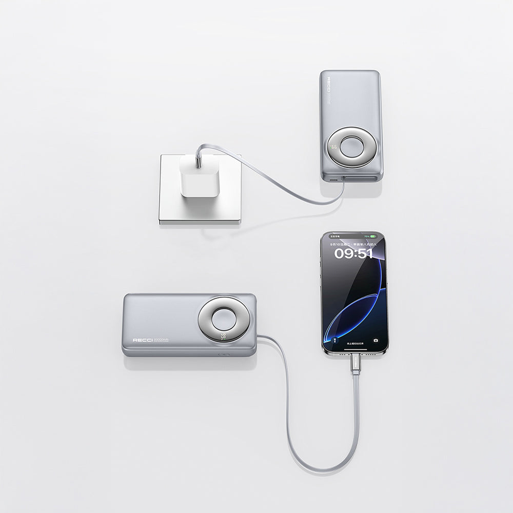 Recci RPB-P72 Hızlı Şarj Özellikli Type-C Kablolu Powerbank 65W 20.000mAh
