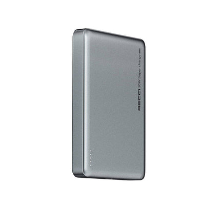 Recci RPB-W26 Armor Serisi Ultra İnce PD 20W Hızlı Şarj Özellikli Wireless Powerbank 15W 10000mAh Gri