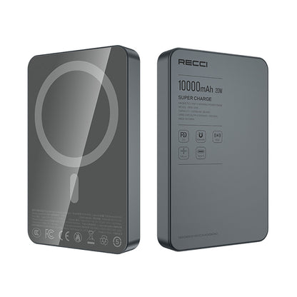Recci RPB-W36 Ultra İnce PD 20W Hızlı Şarj Özellikli Wireless Powerbank 15W 10000mAh
