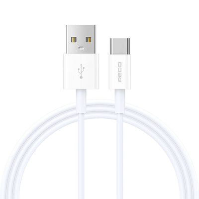 Recci RS06C USB-A to Type-C 3A Hızlı Şarj Özellikli Data ve Şarj Kablosu 1M Beyaz