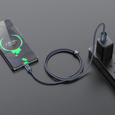 Recci RS09C Crystal Serisi 100W Hızlı Şarj Özellikli USB-A To Type-C Kablo 1.2M Mavi