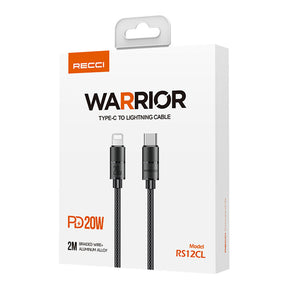 Recci RS12CL Warrior  Serisi 20W Hızlı Şarj Özellikli Type-C To Lightning PD Kablo 2M