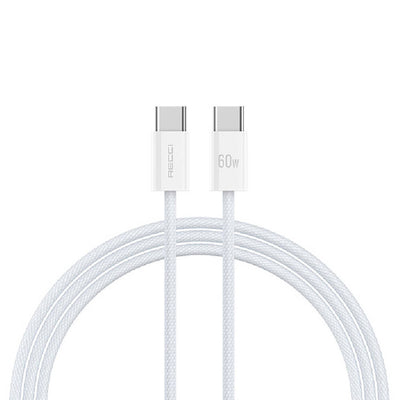 Recci RS15CC Nature Serisi 60W Hızlı Şarj Özellikli Type-C To Type-C PD Kablo 2M Beyaz