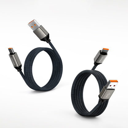 Recci RS35C USB-A to Type-C Örgü Tasarımlı Hızlı Şarj Özellikli Data ve Şarj Kablosu 1M