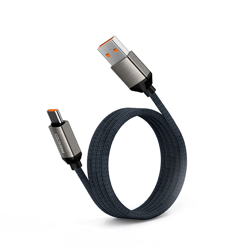 Recci RS35C USB-A to Type-C Örgü Tasarımlı Hızlı Şarj Özellikli Data ve Şarj Kablosu 1M