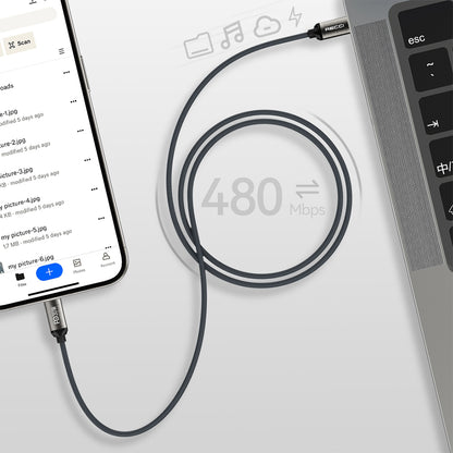 Recci RS35CL Type-C to Lightning PD 30W Örgü Tasarımlı Hızlı Şarj Özellikli Data ve Şarj Kablosu 1M