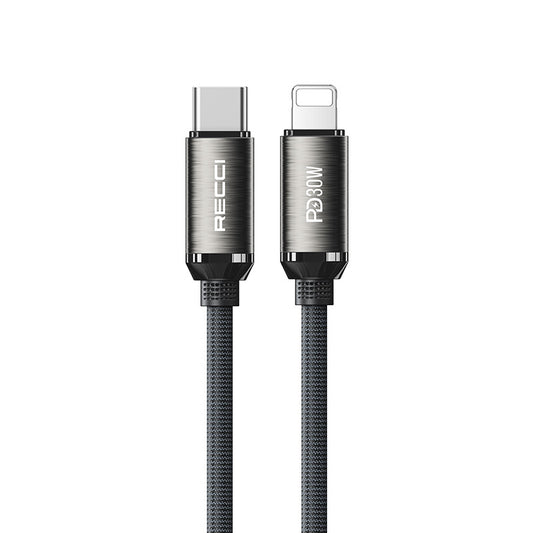 Recci RS35CL Type-C to Lightning PD 30W Örgü Tasarımlı Hızlı Şarj Özellikli Data ve Şarj Kablosu 1M