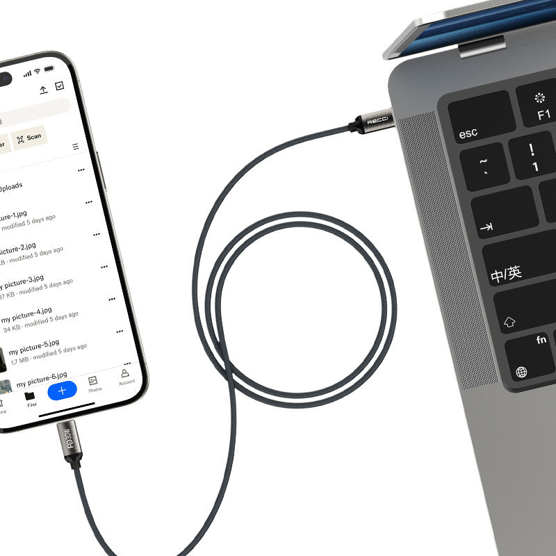 Recci RS35CL Type-C to Lightning PD 30W Örgü Tasarımlı Hızlı Şarj Özellikli Data ve Şarj Kablosu 1M