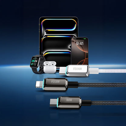 Recci RS42CC Lamp Display Serisi Type-C to Type-C PD 240W Hızlı Şarj Özellikli Data ve Şarj Kablosu 1.5M