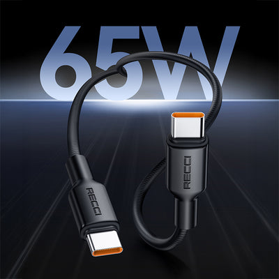 Recci RS46CC Type-C to Type-C PD 65W Hızlı Şarj Özellikli Data ve Şarj Kablosu 1.2M Beyaz