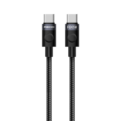 Recci RS50CC Type-C to Type-C PD Örgü Tasarımlı Hızlı Şarj Özellikli Data ve Şarj Kablosu 65W 1M