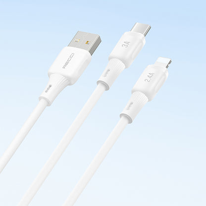 Recci RS52L USB-A to Lightning 2.4A Hızlı Şarj Özellikli Data ve Şarj Kablosu 1M