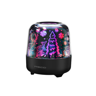 Recci RSK-W20 Magic Forest Serisi TF/AUX/USB Hi-Fi RGB Işıklı Wireless Bluetooth 5.0 Speaker Hoparlör 1200mAh Siyah