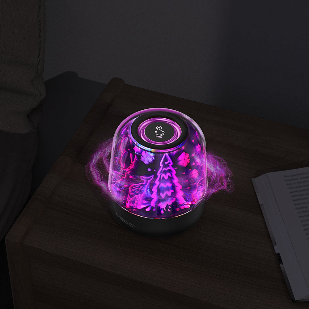 Recci RSK-W20 Magic Forest Serisi TF/AUX/USB Hi-Fi RGB Işıklı Wireless Bluetooth 5.0 Speaker Hoparlör 1200mAh Siyah