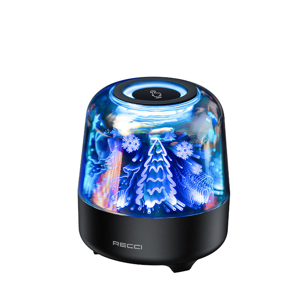Recci RSK-W20 Magic Forest Serisi TF/AUX/USB Hi-Fi RGB Işıklı Wireless Bluetooth 5.0 Speaker Hoparlör 1200mAh Siyah