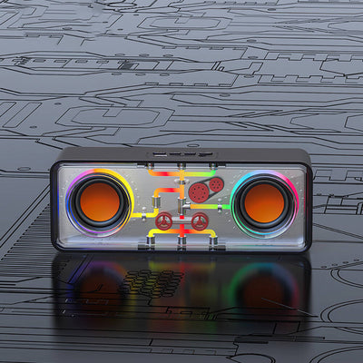 Recci RSK-W38 Space Station Serisi RGB Led Işıklı Bluetooth Hoparlör FM Radio Özellikli Beyaz