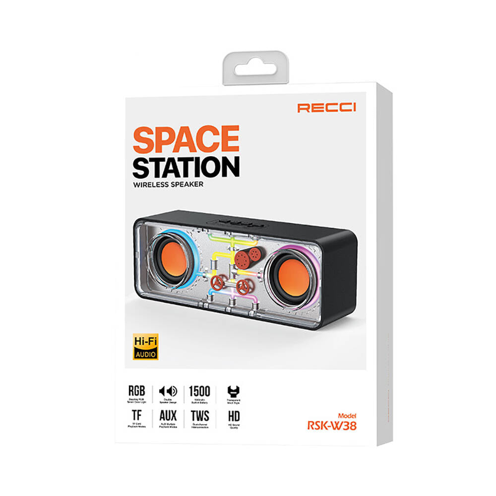 Recci RSK-W38 Space Station Serisi RGB Led Işıklı Bluetooth Hoparlör