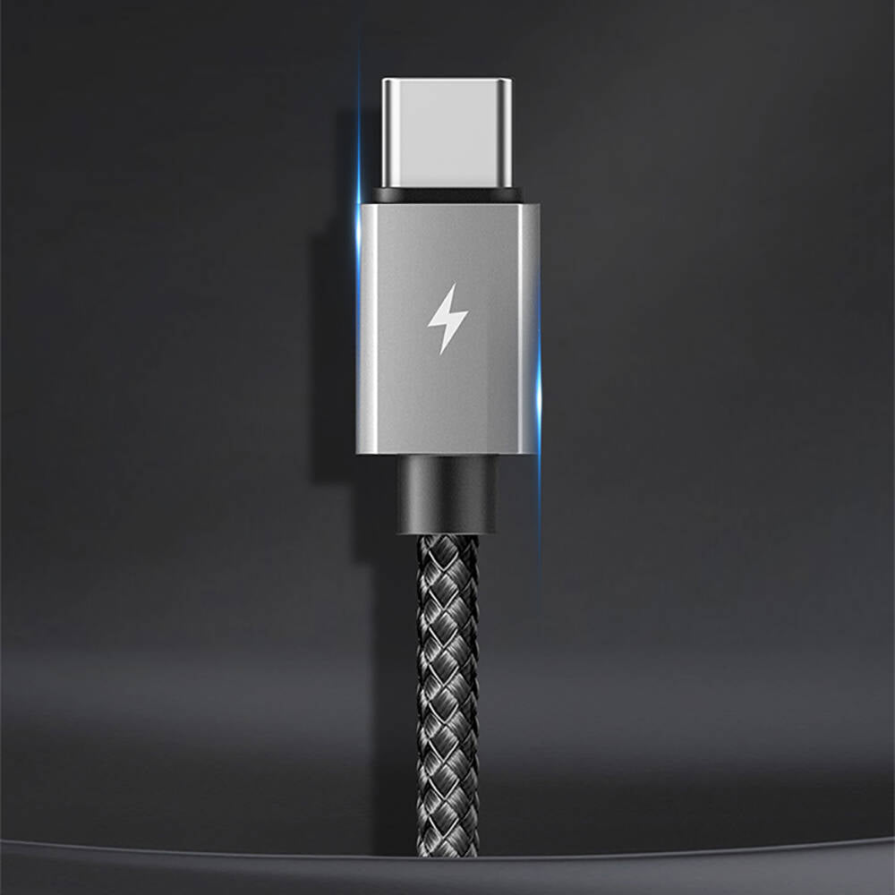 Recci RTC-P08CC Type-C to Type-C PD 100W 5A Hızlı Şarj Naylon Örgü Tasarım Şarj ve Data Kablosu 1.5M